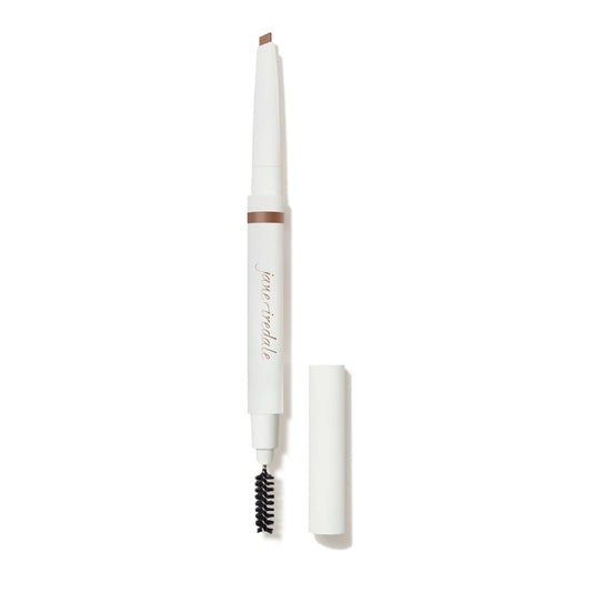 A retractable shaping brow pencil and spoolie to outline, shape and fill brows.